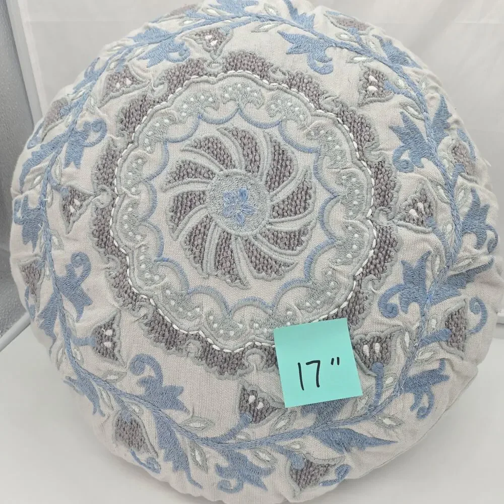 Shabby Chic Zafu Meditation Mandala Accent Pillow 17